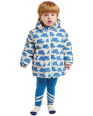 Bobo Choses Piumino con Cappuccio Cars All over - Celeste - Materiale Riciclato! Piumini