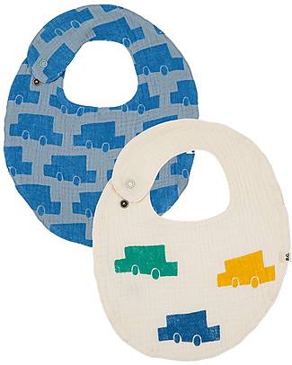 Bobo Choses Set 2 Bavaglini - Cars - Multicolor - 100% Mussola di Cotone Bio Bavagli Classici