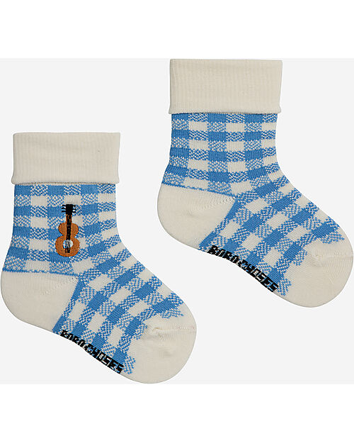 Bobo Choses Set Body e Accessori Vichy Acoustic Guitar - Celeste - Cotone Body Manica Corta