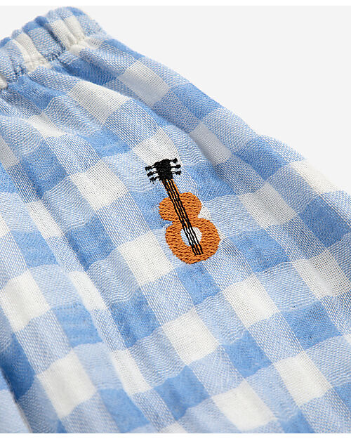 Bobo Choses Set Body e Accessori Vichy Acoustic Guitar - Celeste - Cotone Body Manica Corta