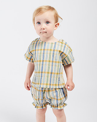 Bobo Choses Shorts a Quadri - 100% Cotone Pantaloni Corti