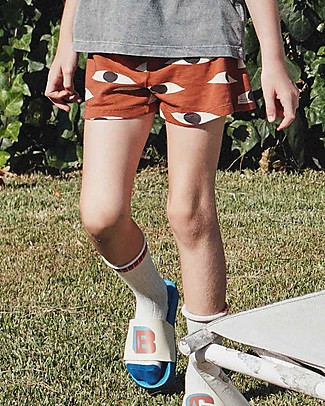 Bobo Choses Shorts in Jersey Occhi - Noce di Cocco - 100% Cotone bio Pantaloni Corti