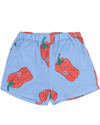 Bobo Choses Shorts in Tessuto Vote for Pepper - Azzurro - 100% Cotone bio Pantaloni Corti