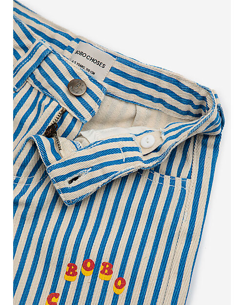Bobo Choses Shorts Righe e Cerchio - Blu - 100% Cotone Pantaloni Corti