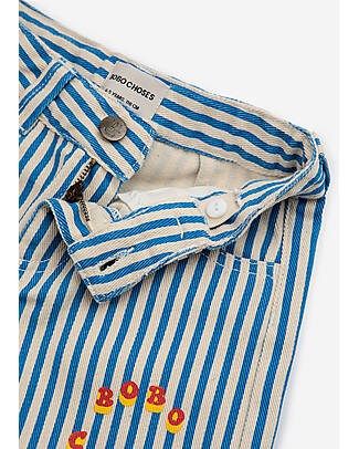Bobo Choses Shorts Righe e Cerchio - Blu - 100% Cotone Pantaloni Corti