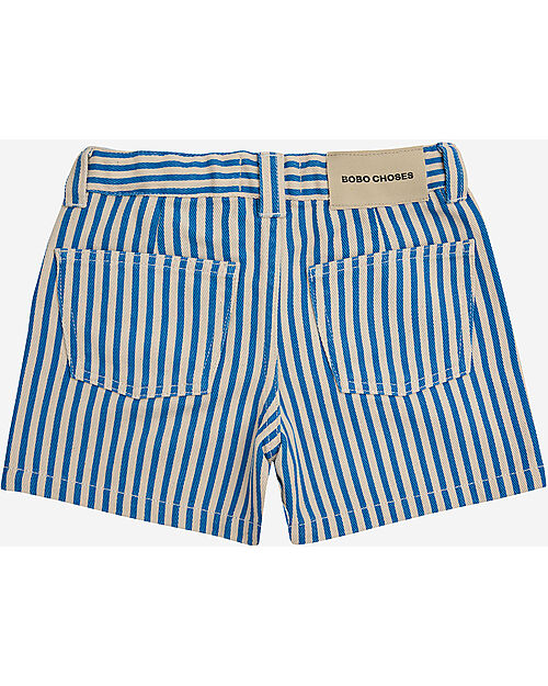 Bobo Choses Shorts Righe e Cerchio - Blu - 100% Cotone Pantaloni Corti
