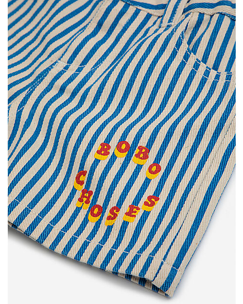 Bobo Choses Shorts Righe e Cerchio - Blu - 100% Cotone Pantaloni Corti
