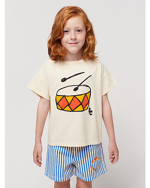 Bobo Choses Shorts Righe e Cerchio - Blu - 100% Cotone Pantaloni Corti