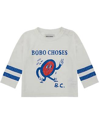 Bobo Choses T-shirt a Maniche Lunghe - Walking Clock - Beige - 100% Cotone Organico Maglie Manica Lunga