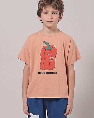 Bobo Choses T-shirt Vote for Pepper - Rosa Antico - 100% Cotone Bio T-Shirt e Canotte