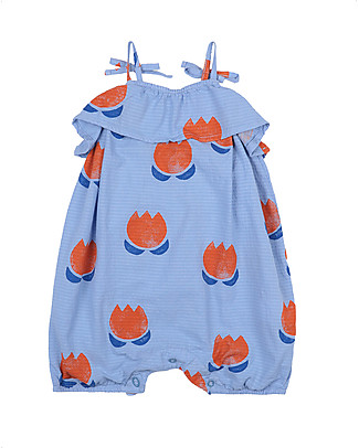 Bobo Choses Tuta bèbè Fiori di Cioccolato - Azzurro - 100% cotone bio Tutine Corte