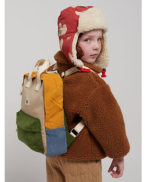 Bobo Choses Zaino per Bambini - Color Block - Tessuto a Coste Simil Velluto - 29 x 23 x 10 cm Zaini Asilo