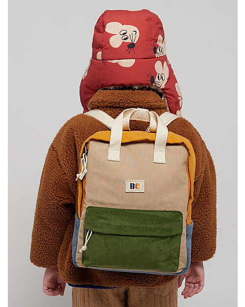 Bobo Choses Zaino per Bambini - Color Block - Tessuto a Coste Simil Velluto - 29 x 23 x 10 cm Zaini Asilo