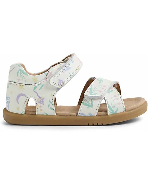 Bobux Sandali Step Up Flora - White Floral - Pelle Premium - Primi Passi Scarpe