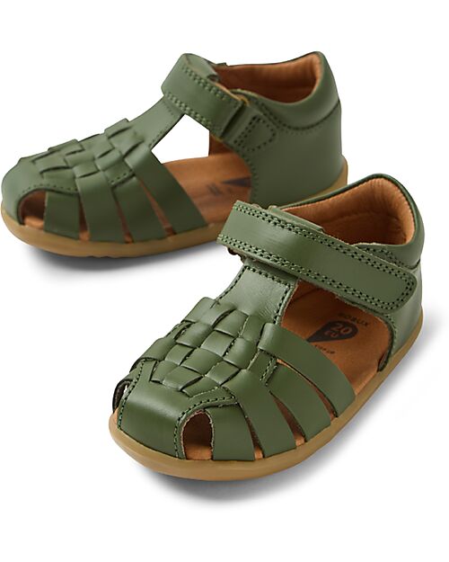 Bobux Sandali Step Up Harbor - Bronze Green - Pelle Premium - Primi Passi Sandali