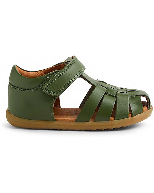 Bobux Sandali Step Up Harbor - Bronze Green - Pelle Premium - Primi Passi Scarpe