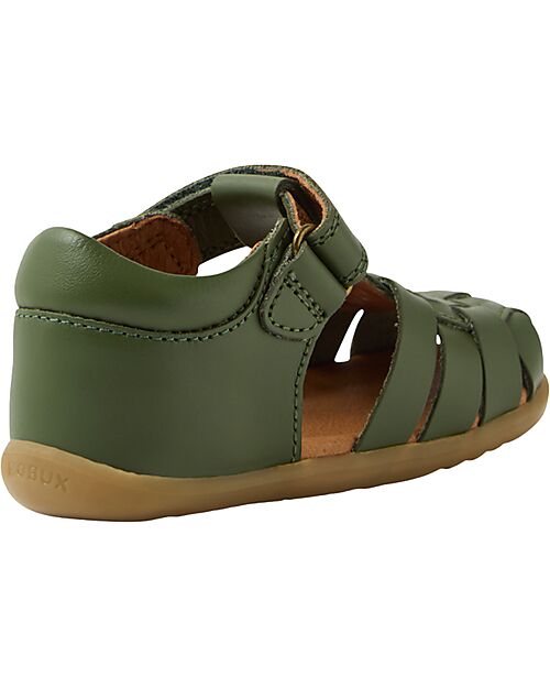 Bobux Sandali Step Up Harbor - Bronze Green - Pelle Premium - Primi Passi Scarpe