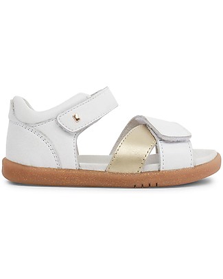 Bobux Sandalino I-Walk Sail, Bianco/Oro - Suola super flessibile! Cerimonia