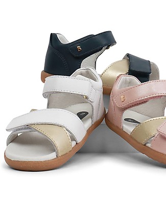 Bobux Sandalino I-Walk Sail, Bianco/Oro - Suola super flessibile! Cerimonia