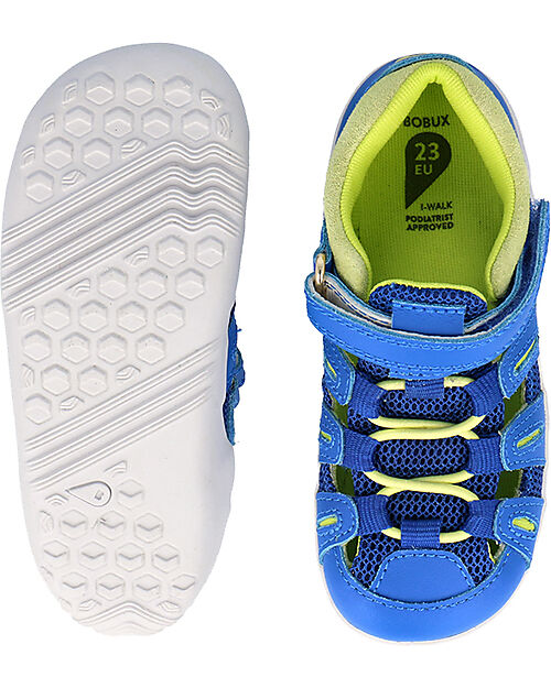 Bobux Sandalo I Walk Summit - Snorkel Blue e Sunny Lime - Camminatori Esperti Sandali
