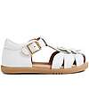 Bobux Sandalo Step Up Petal - Bianco - con Fiore Applicato - Primi Passi Sandali