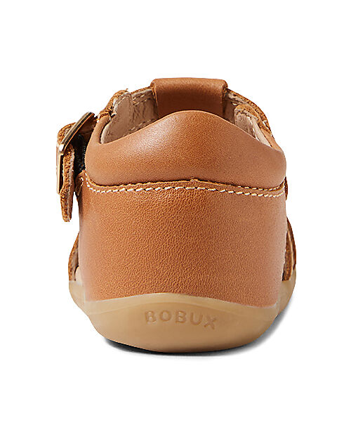 Bobux Sandalo Step Up Petal - Caramello - con Fiore Applicato - Primi Passi Sandali