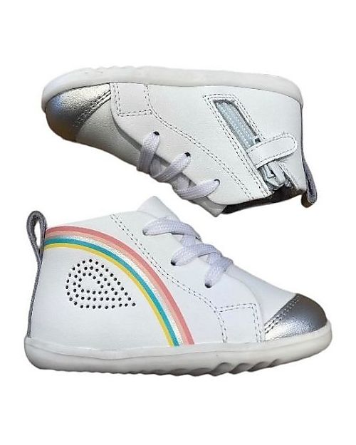 Bobux Scarpina I Walk Alley-Oop - Bianco e Argento - Rainbow - Camminatori Esperti Scarpe