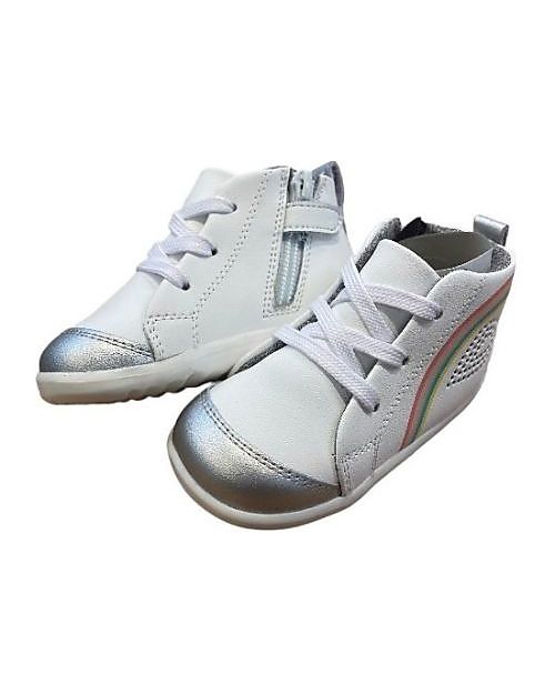 Bobux Scarpina I Walk Alley-Oop - Bianco e Argento - Rainbow - Camminatori Esperti Scarpe