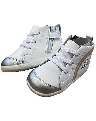 Bobux Scarpina I Walk Alley-Oop - Bianco e Argento - Rainbow - Camminatori Esperti Scarpe