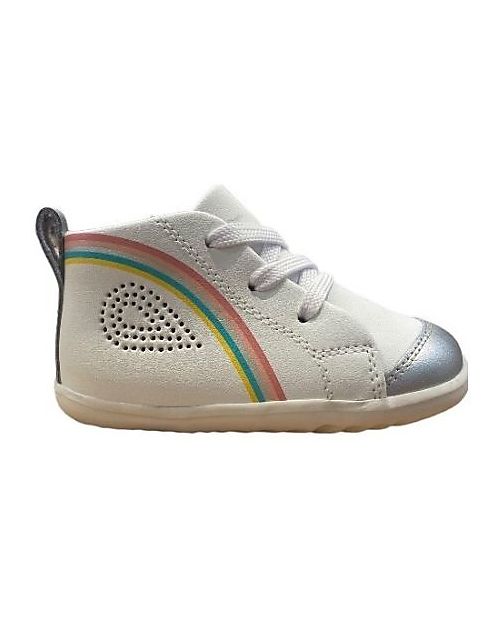 Bobux Scarpina I Walk Alley-Oop - Bianco e Argento - Rainbow - Camminatori Esperti Scarpe