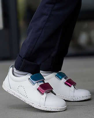 Bobux Scarpina I-Walk Grass Court Switch - Bianco - Strap Multicolor Intercambiabili! Scarpe