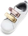 Bobux Scarpina I Walk Grass Court Switch - Bianco - Strap Rose Gold e Gold - Camminatori Esperti Sneakers