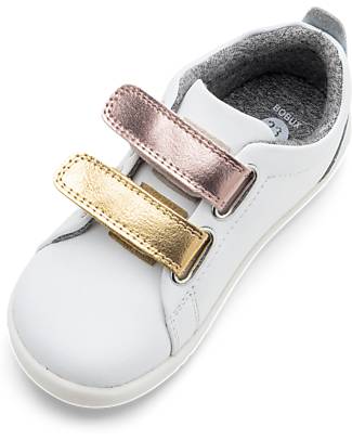 Bobux Scarpina I Walk Grass Court Switch - Bianco - Strap Rose Gold e Gold Scarpe