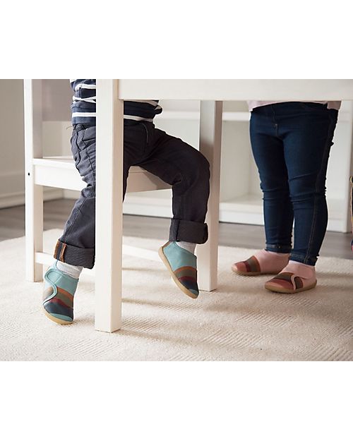 Bobux Scarpina I Walk Indie - Slate Seaside - Cotone Organico - Pantofole Perfette in Casa o all'Asilo! Pantofole
