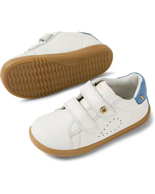 Bobux Scarpina I Walk Maverick - Bianco e Azzurro - Pelle Premium - Cammiatori Esperti Scarpe