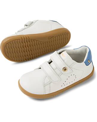 Bobux Scarpina I Walk Maverick - Bianco e Azzurro - Pelle Premium - Cammiatori Esperti Scarpe
