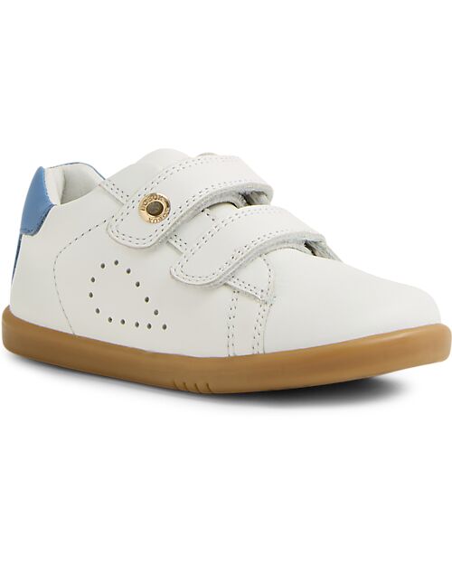 Bobux Scarpina I Walk Maverick - Bianco e Azzurro - Pelle Premium - Cammiatori Esperti Scarpe