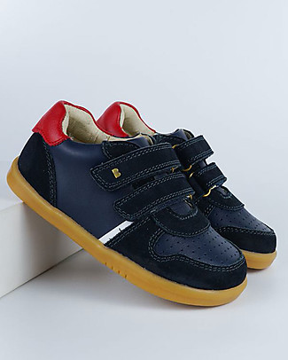 Bobux Scarpina I Walk Riley - Navy e Rosso - Stile Retrò Scarpe_
