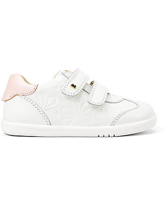 Bobux Scarpina I Walk Sprite Embossed - Bianco e Rosa Scintillante - Camminatori Esperti Sneakers