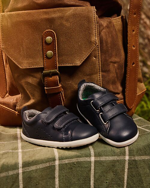 Bobux Scarpina Kid Plus Grass Court II - Blu Navy - Pelle Premium - Camminatori Esperti Scarpe