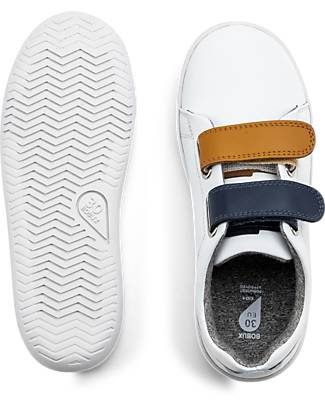Bobux Scarpina Kid Plus Grass Court Switch - Bianco - Strap Intercambiabili Blu Navy e Butterscotch - Suola Imbottita e Flessibile Sneakers