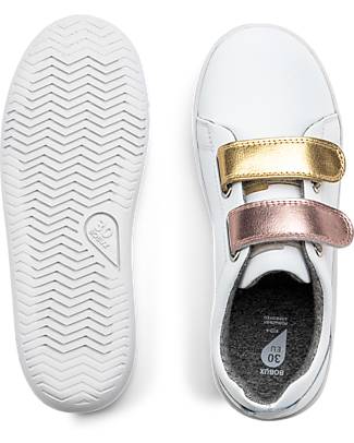 Bobux Scarpina Kid Plus Grass Court Switch - Bianco - Strap Intercambiabili Rosa e Rosegold - Suola Imbottita e Flessibile Sneakers