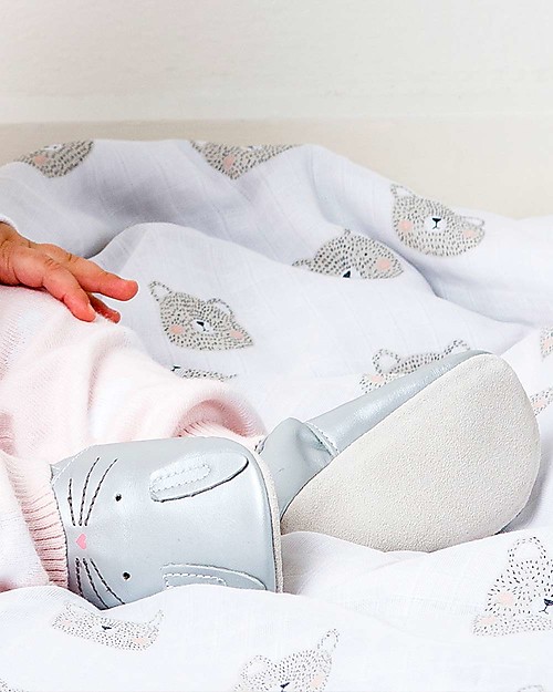 Bobux Scarpina Soft Sole, Argento con Coniglietto - La cosa migliore dopo i piedi scalzi! Scarpine Soft Sole