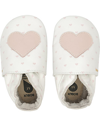 Bobux Scarpina Soft Sole - Bianca con Cuori - La cosa migliore dopo i piedi scalzi! Soft Sole Bobux