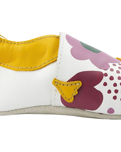 Bobux Scarpina Soft Sole - Bianco con Fantasia Floreale - La cosa migliore dopo i piedi scalzi! Scarpine Soft Sole