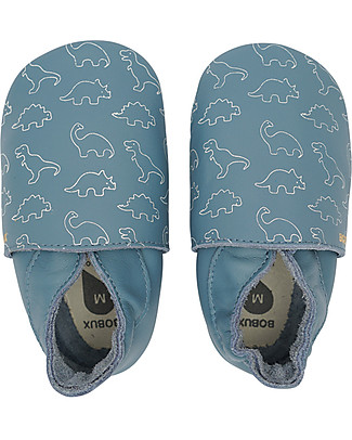 Bobux Scarpina Soft Sole - Blu con Dinosauri - La cosa migliore dopo i piedi scalzi! Soft Sole Bobux