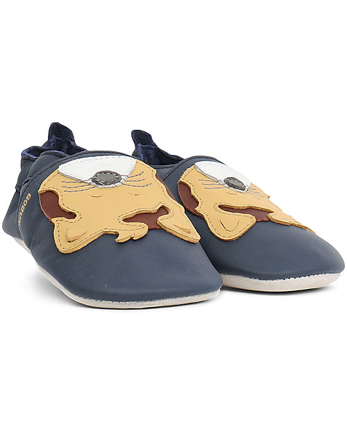 Bobux Scarpina Soft Sole, Blu Navy con Leopardo - La cosa migliore dopo i piedi scalzi! Scarpine Soft Sole