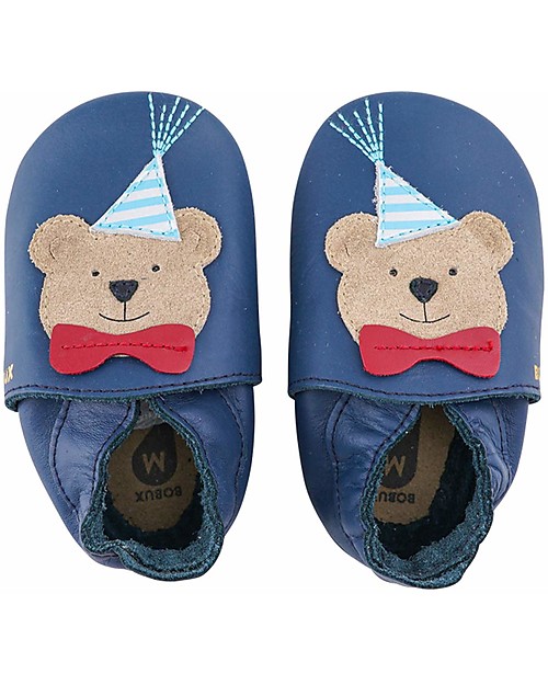 Bobux Scarpina Soft Sole - Blu Navy con Orso delle Feste - La cosa migliore dopo i piedi scalzi! Scarpine Soft Sole