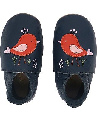 Bobux Scarpina Soft Sole, Blu Navy con Uccellino - La cosa migliore dopo i piedi scalzi! Scarpe