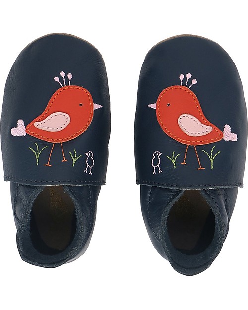 Bobux Scarpina Soft Sole, Blu Navy con Uccellino - La cosa migliore dopo i piedi scalzi! Scarpine Soft Sole